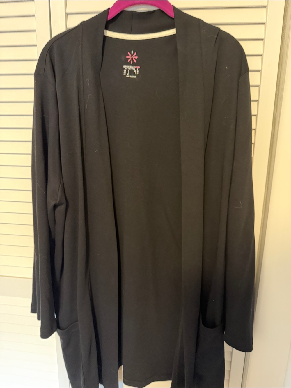 Isaac Mizrahi Black Open-Front Long Cardigan Blazer